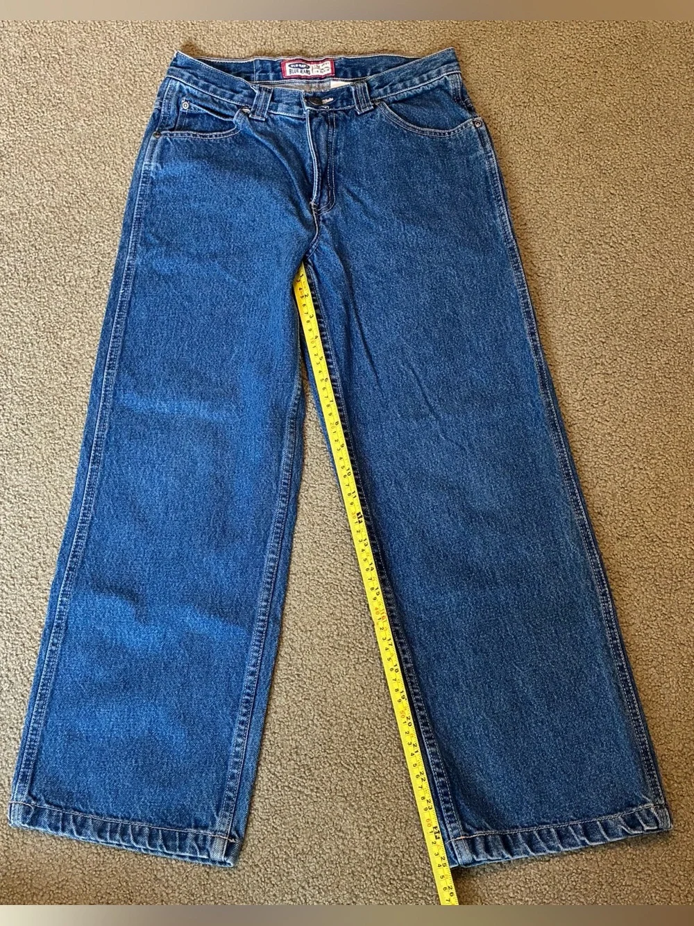 Kids Y2K Old Navy Dark Blue Straight-Leg Denim Jeans Boys 12 Regular Baggy Pants